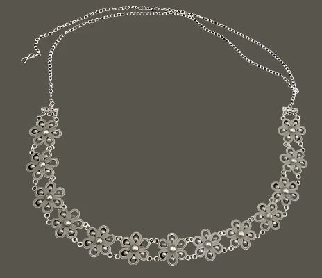 Oxidised Kamarband-Body Chian in Silver Color for women.
Details:
Color: Silver gives the classy looks
Size:40 Inches adjuatable is classic choice
Material: Brass with Silver plating give cristal looks
Type: Body Chain and famous Kamarband in India
Adjustable: Yes , So never problem, any can wear
Suitable to : It's adjustable so never problem for any women or even kids of 10-15 year 
Useful: Can be use at any Occassion or Gift to your loved once